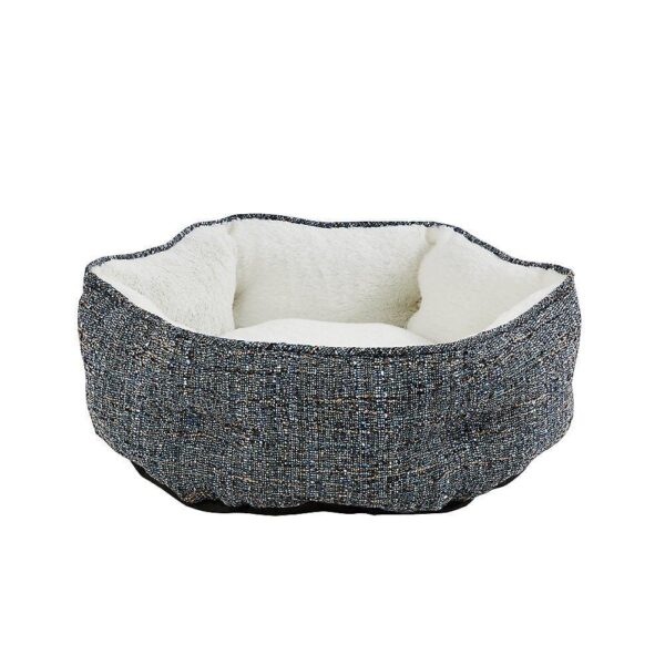 Whisker City® Blue Tweed Hexagon Cuddler Cat Bed